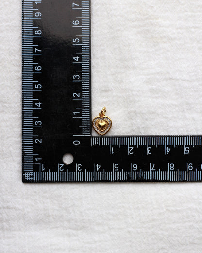 13mm Heart with Rhinestone Outline PVD Charm, CH433