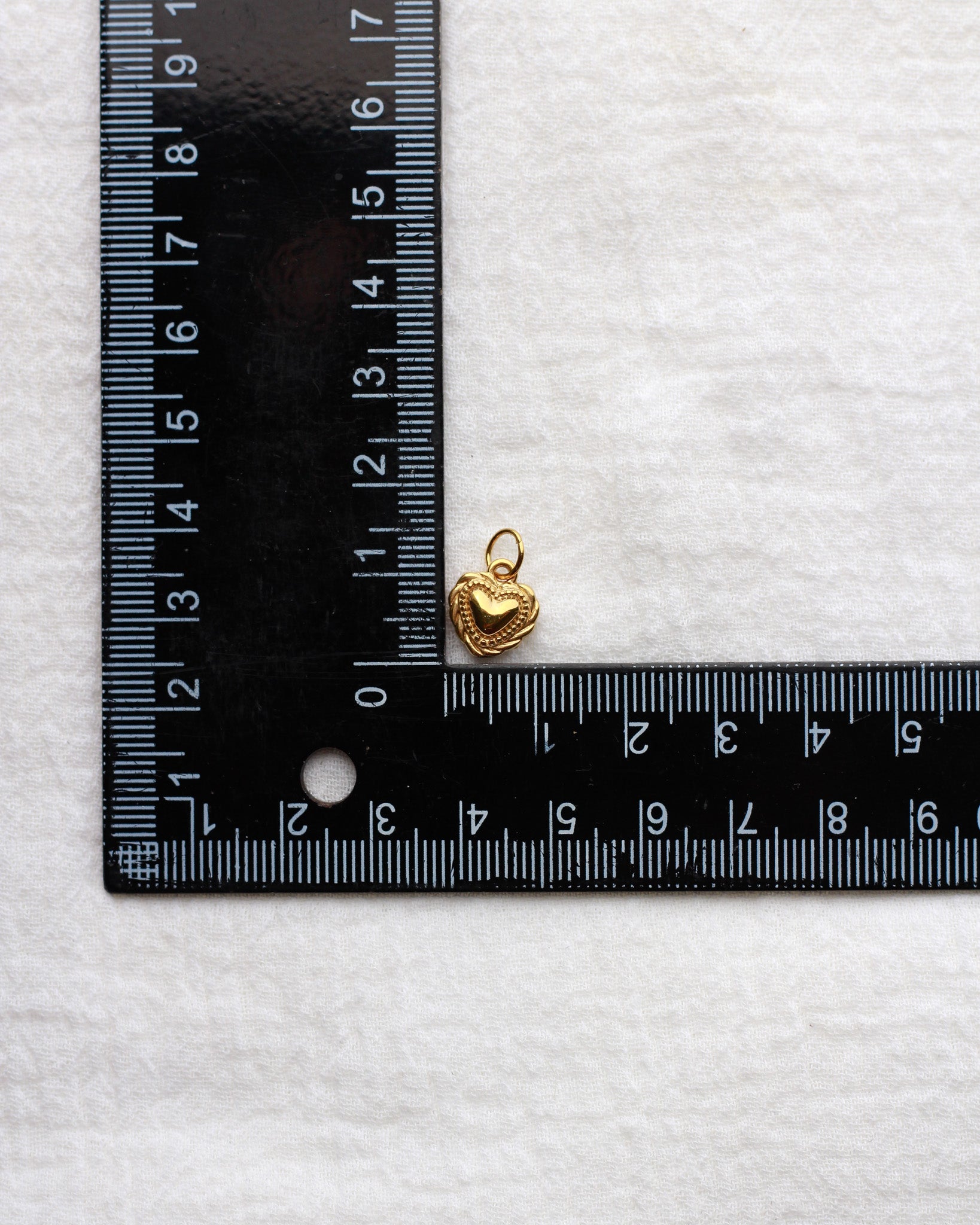 12mm Heart with Rope Outline PVD Charm, CH431