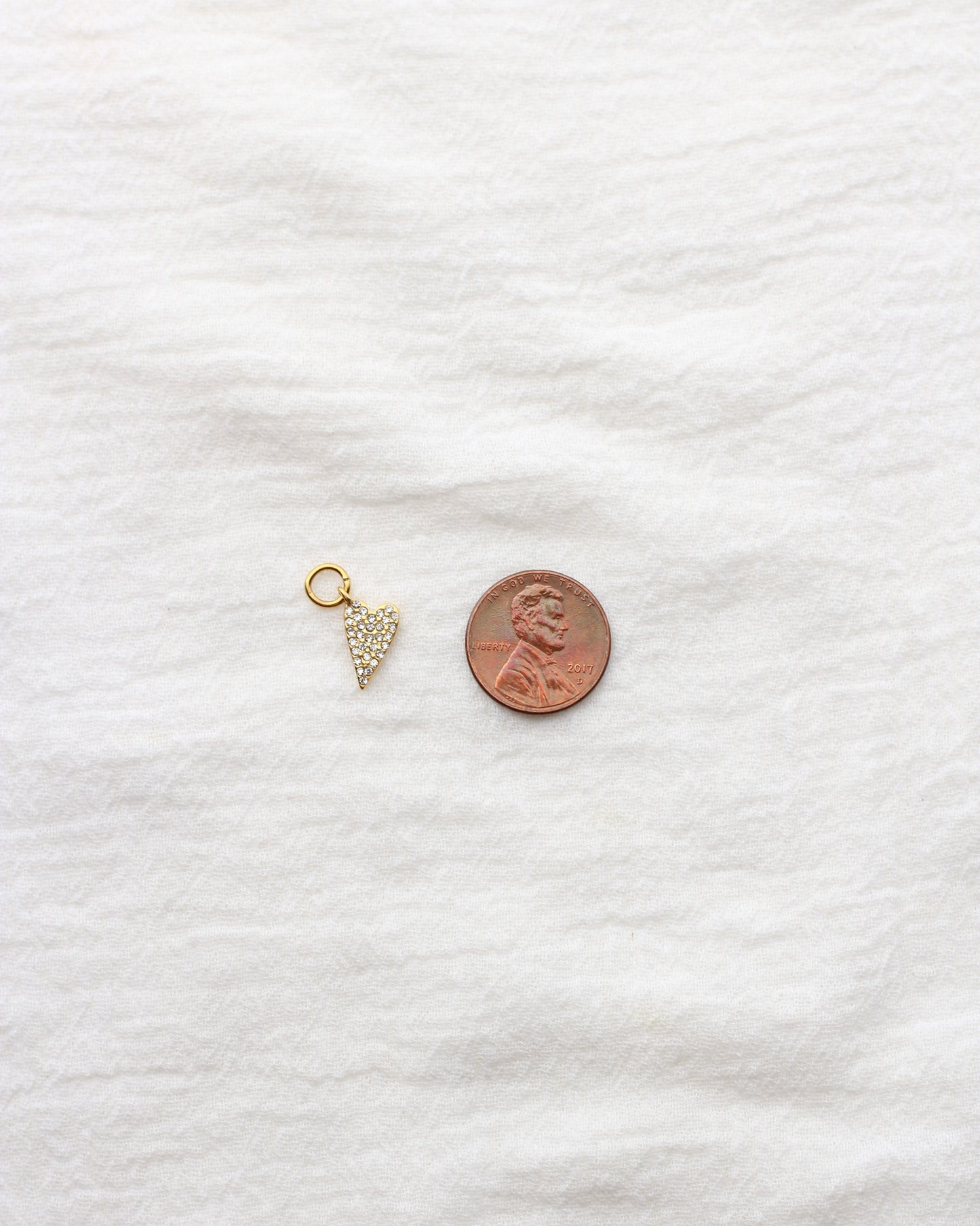 14mm Rhinestone Heart PVD Charm, CH429