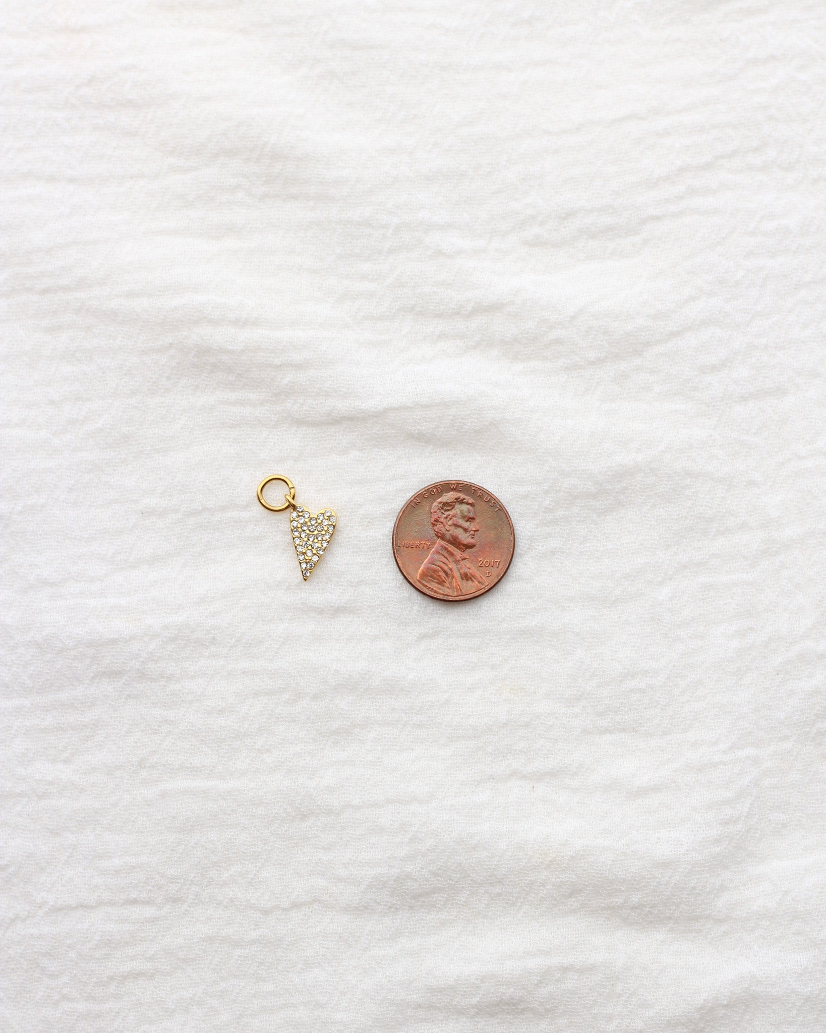 14mm Rhinestone Heart PVD Charm, CH429