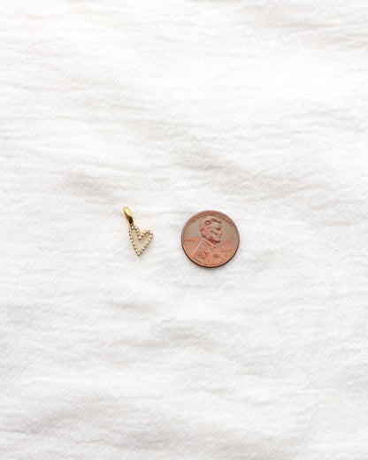 17mm Rhinestone Heart Outline PVD Charm, CH430