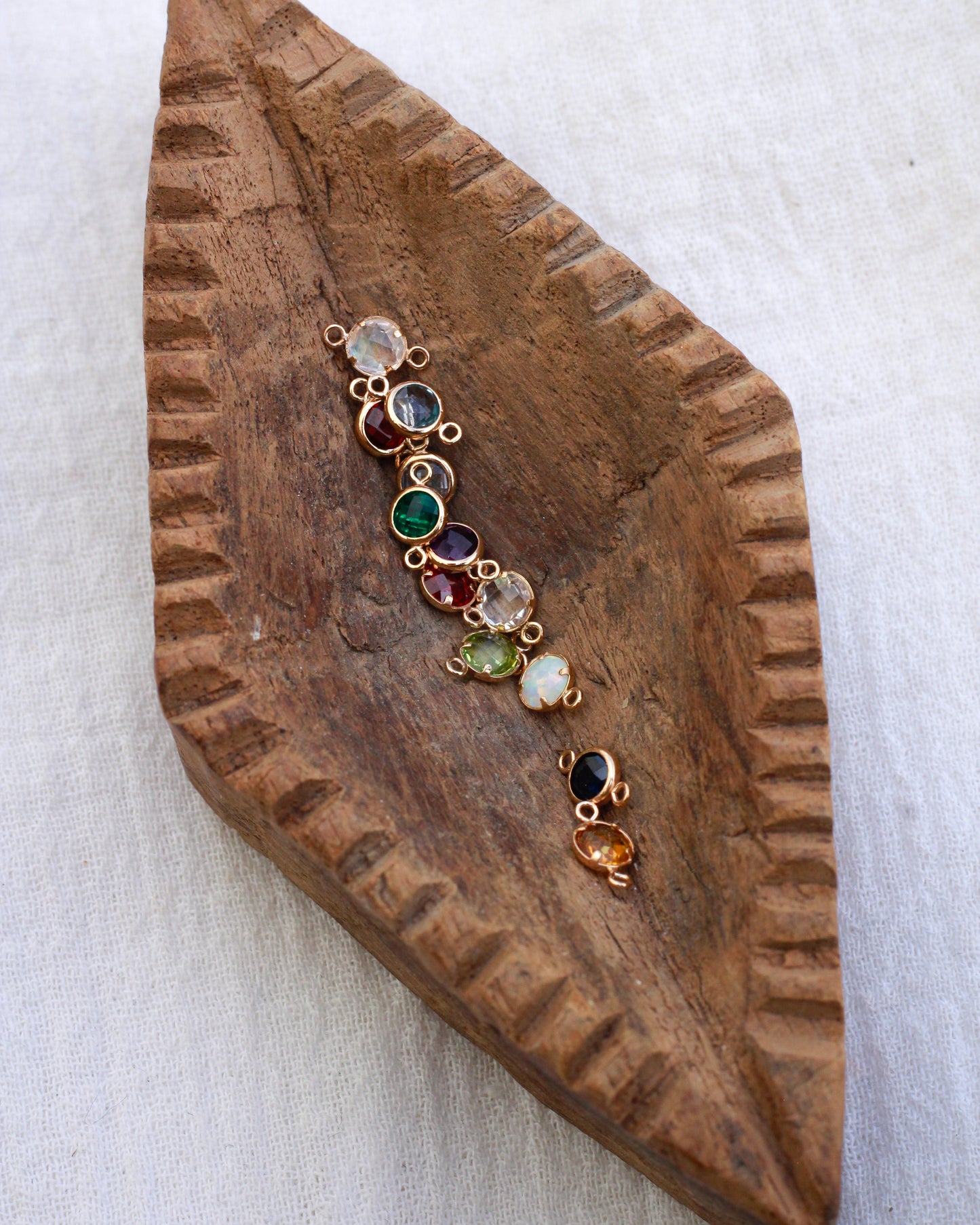 4mm Genuine Birthstone Connectors, CN348