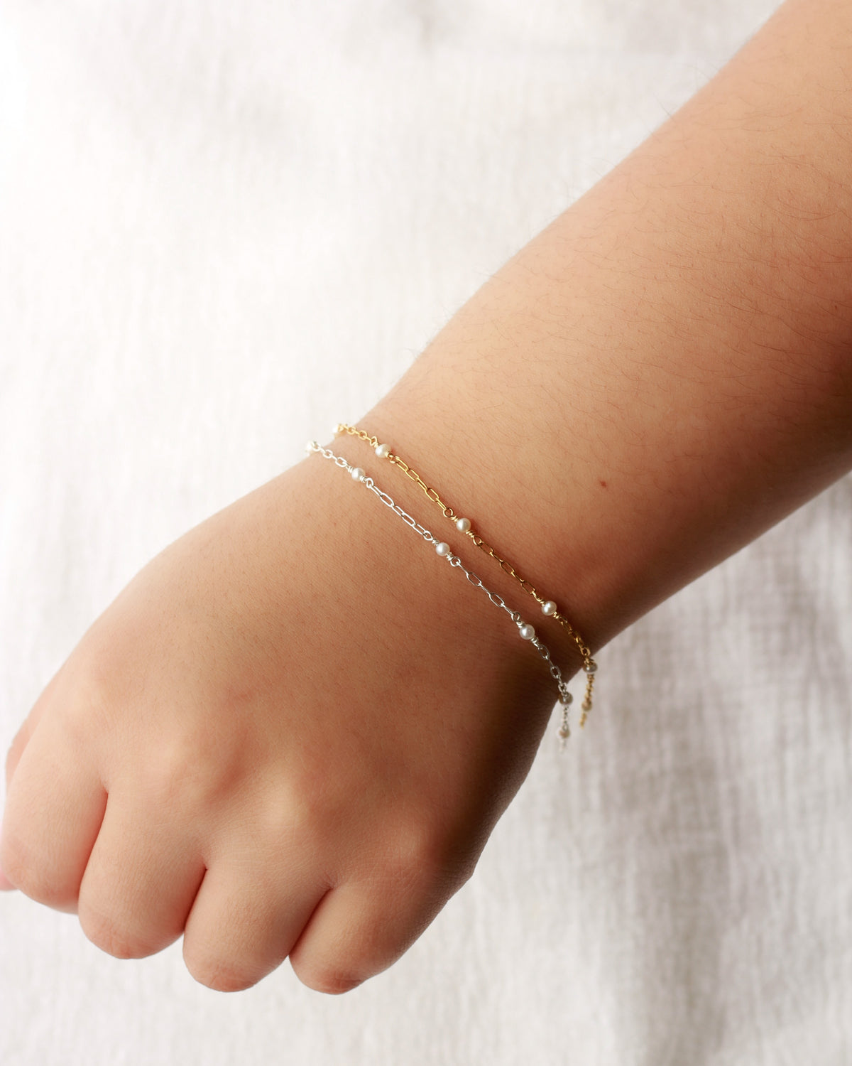 1.75 Paperclip Chain with 3mm Genuine Freshwater Pearl, G222, S222