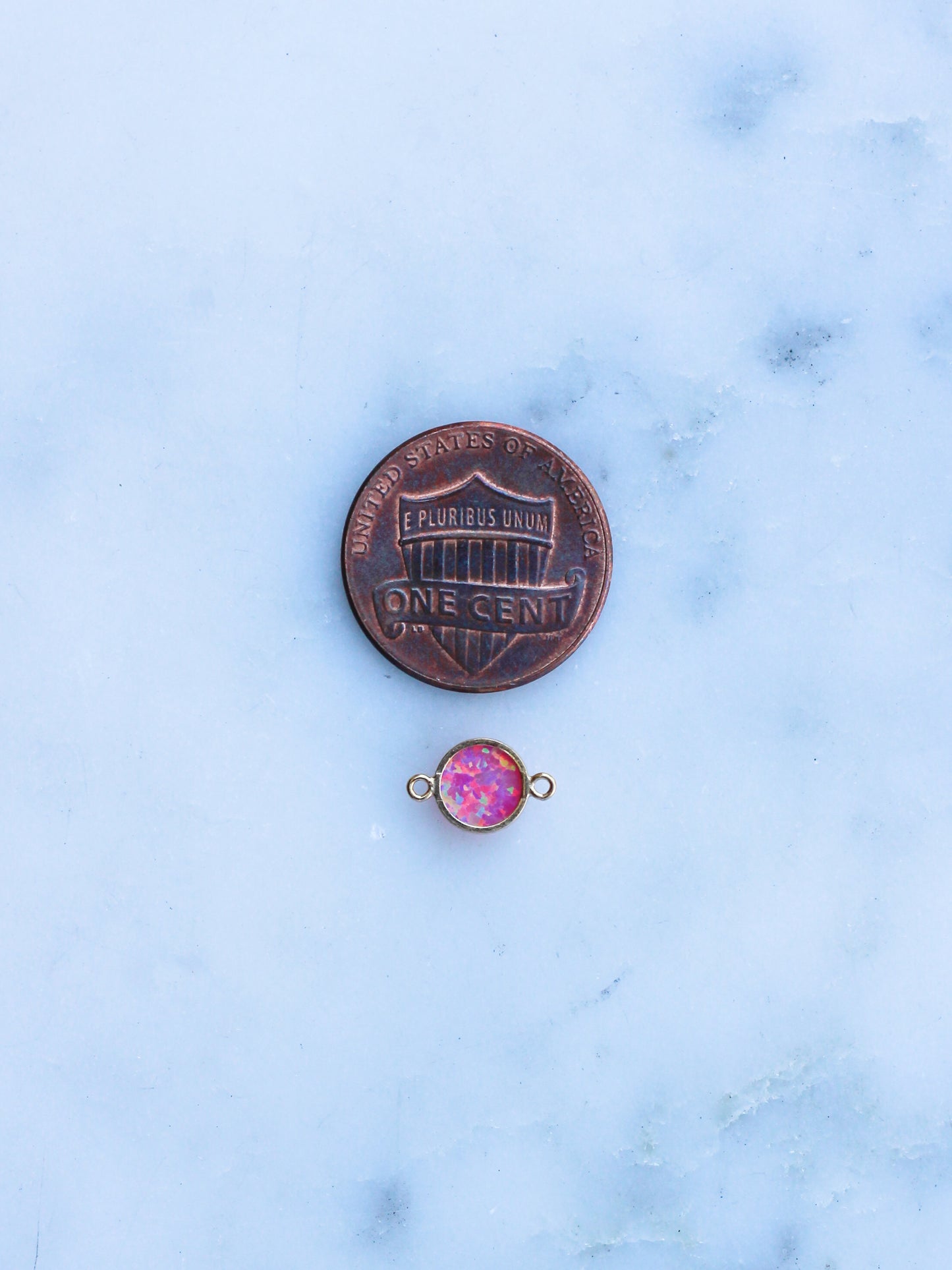 6mm Pink Opal Connector, CN244