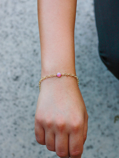 6mm Pink Opal Connector, CN244