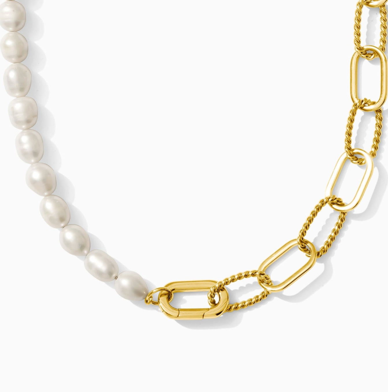 18" Pearl and Paperclip Necklace, N88
