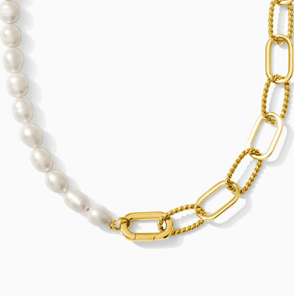 18" Pearl and Paperclip Necklace, N88