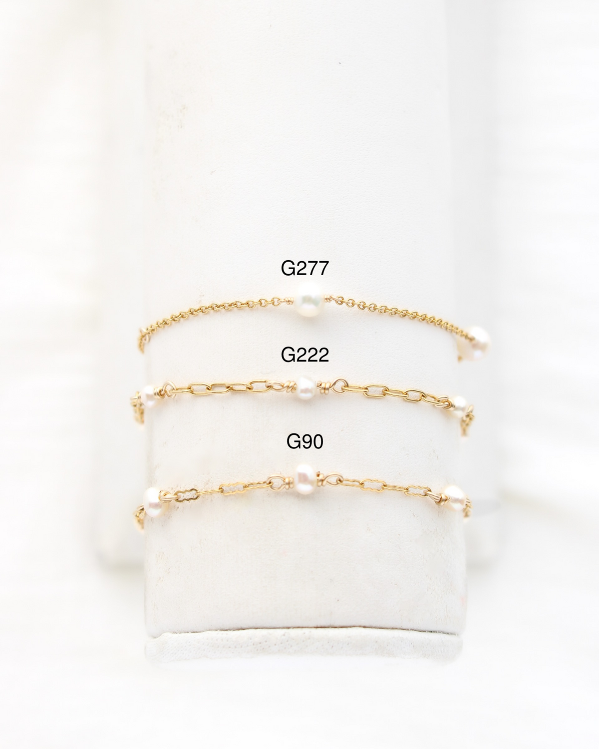 .6mm Cable Chain with 4mm White Pearl, G277