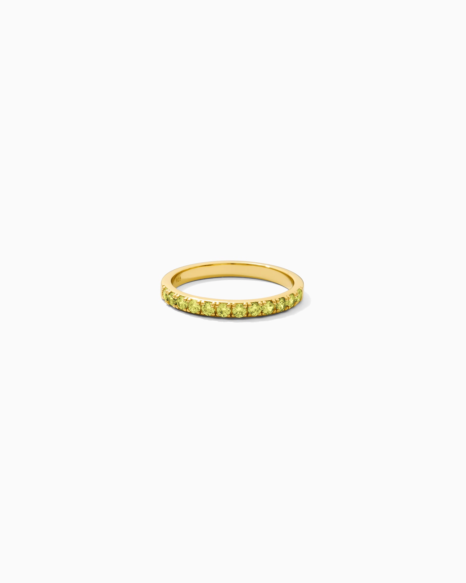 August Birthstone Ring – Light Apple Green CZ, R65