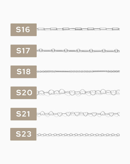 2 inch chain sample, .925 sterling silver, S1-S42, CSP200-5