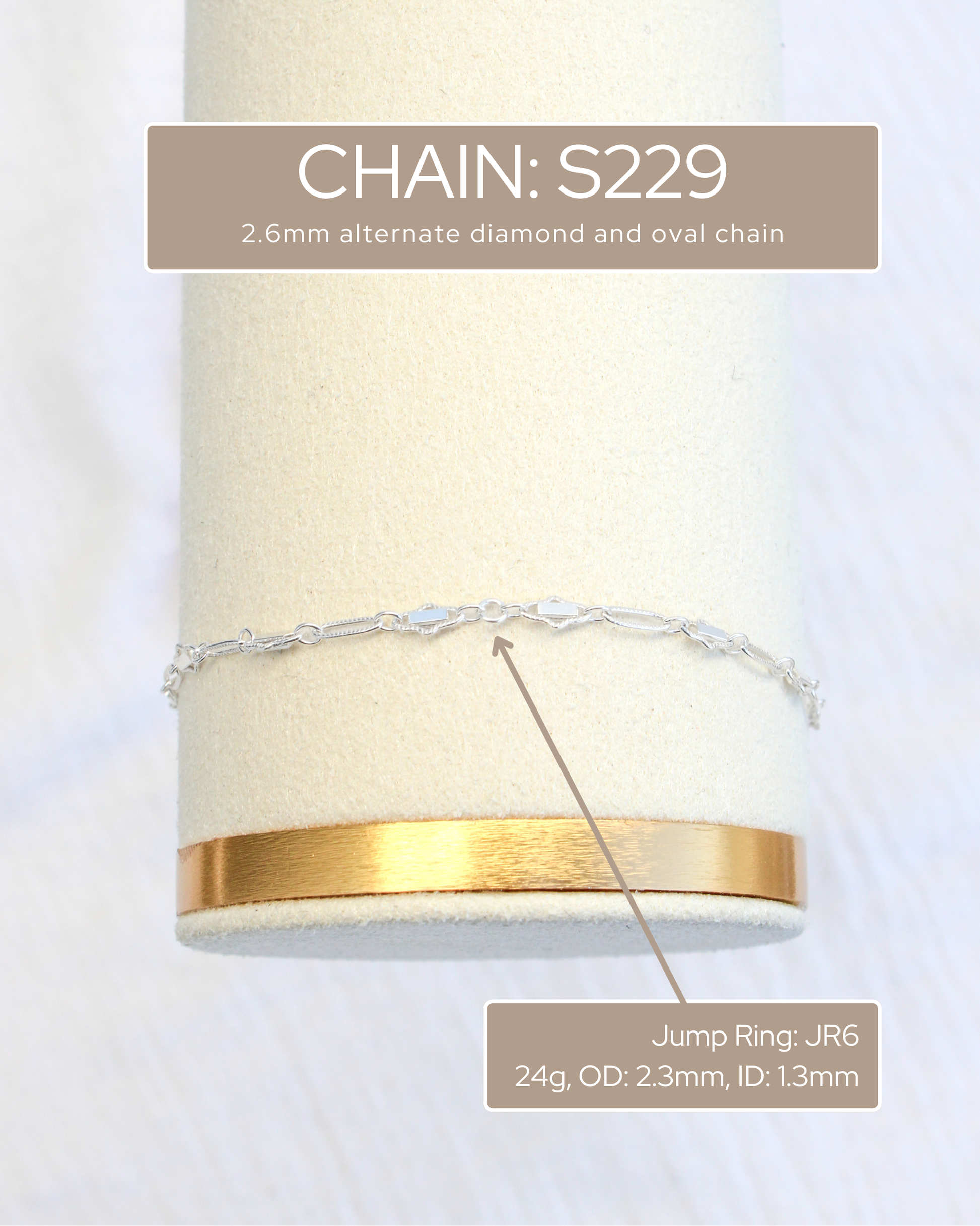 2.6mm Alternate Diamond and Oval Mixed Metal Chain, M255