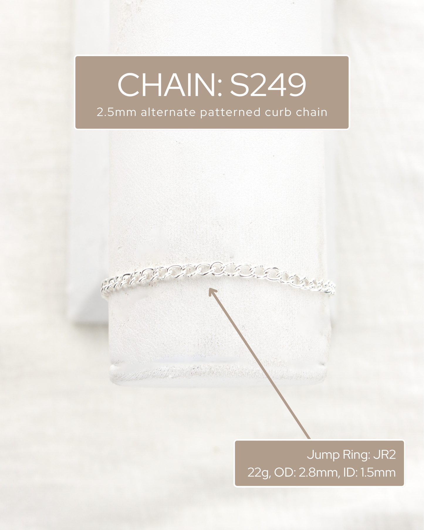2.5mm alternate patterned curb chain, S249, G249