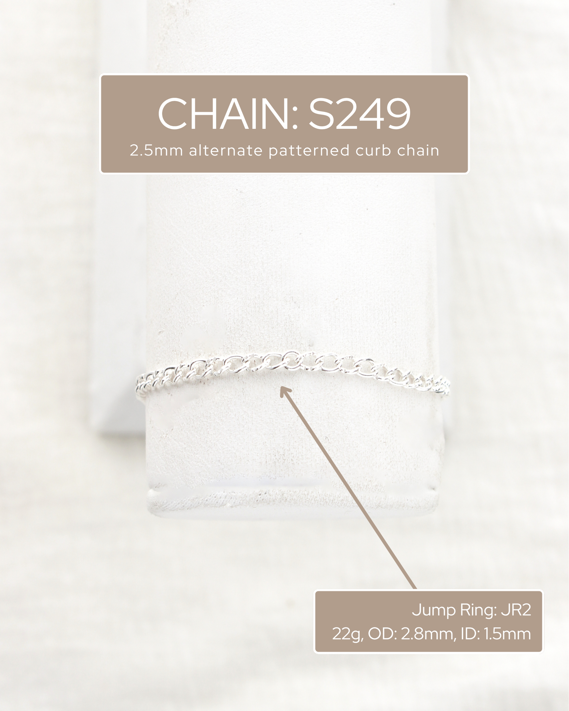 2.5mm alternate patterned curb chain, S249, G249