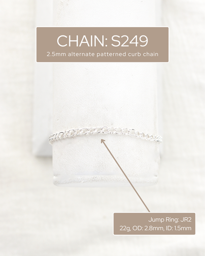 2.5mm alternate patterned curb chain, S249, G249