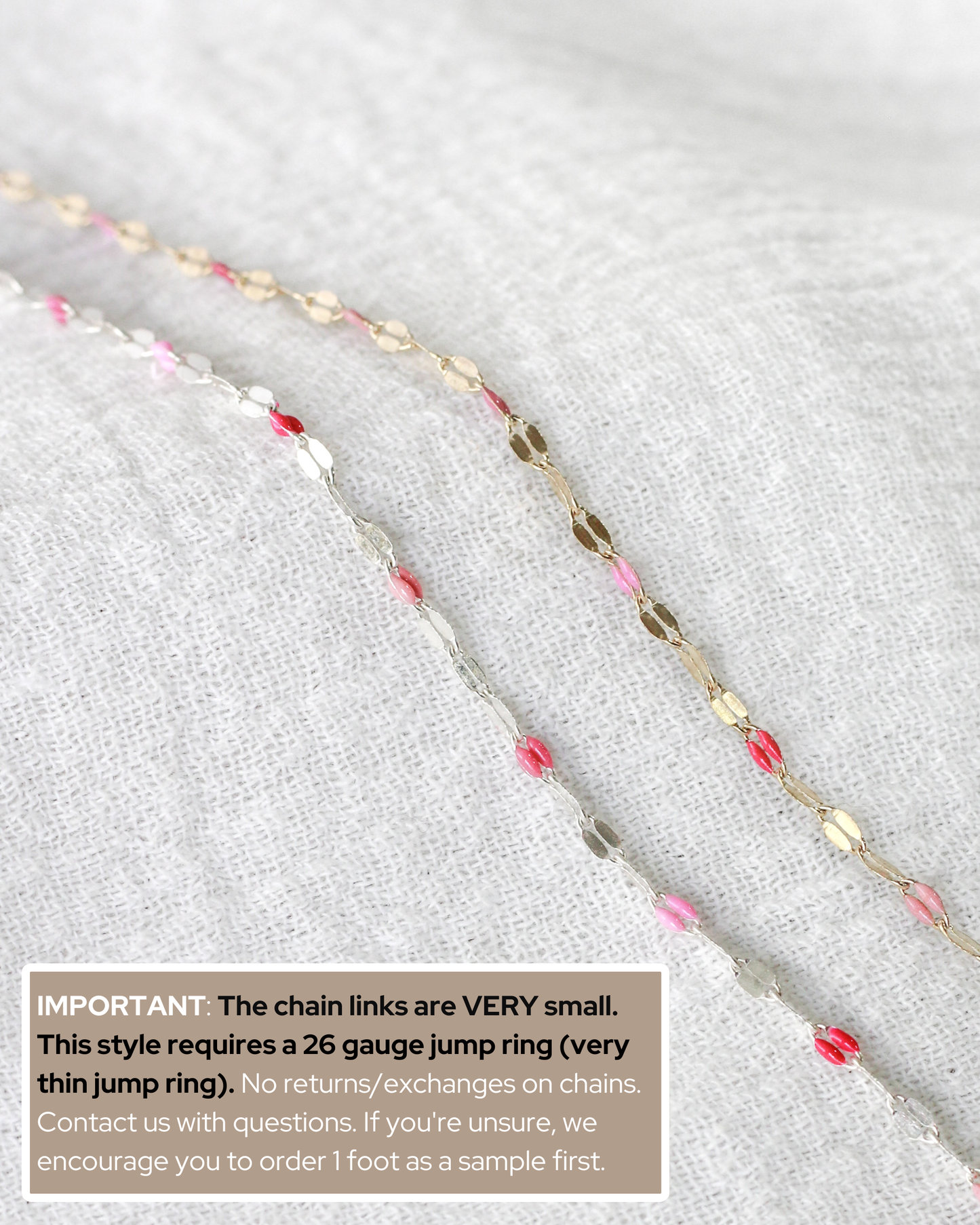 1.6mm Pink Enamel Dapped Chain, S84 G84
