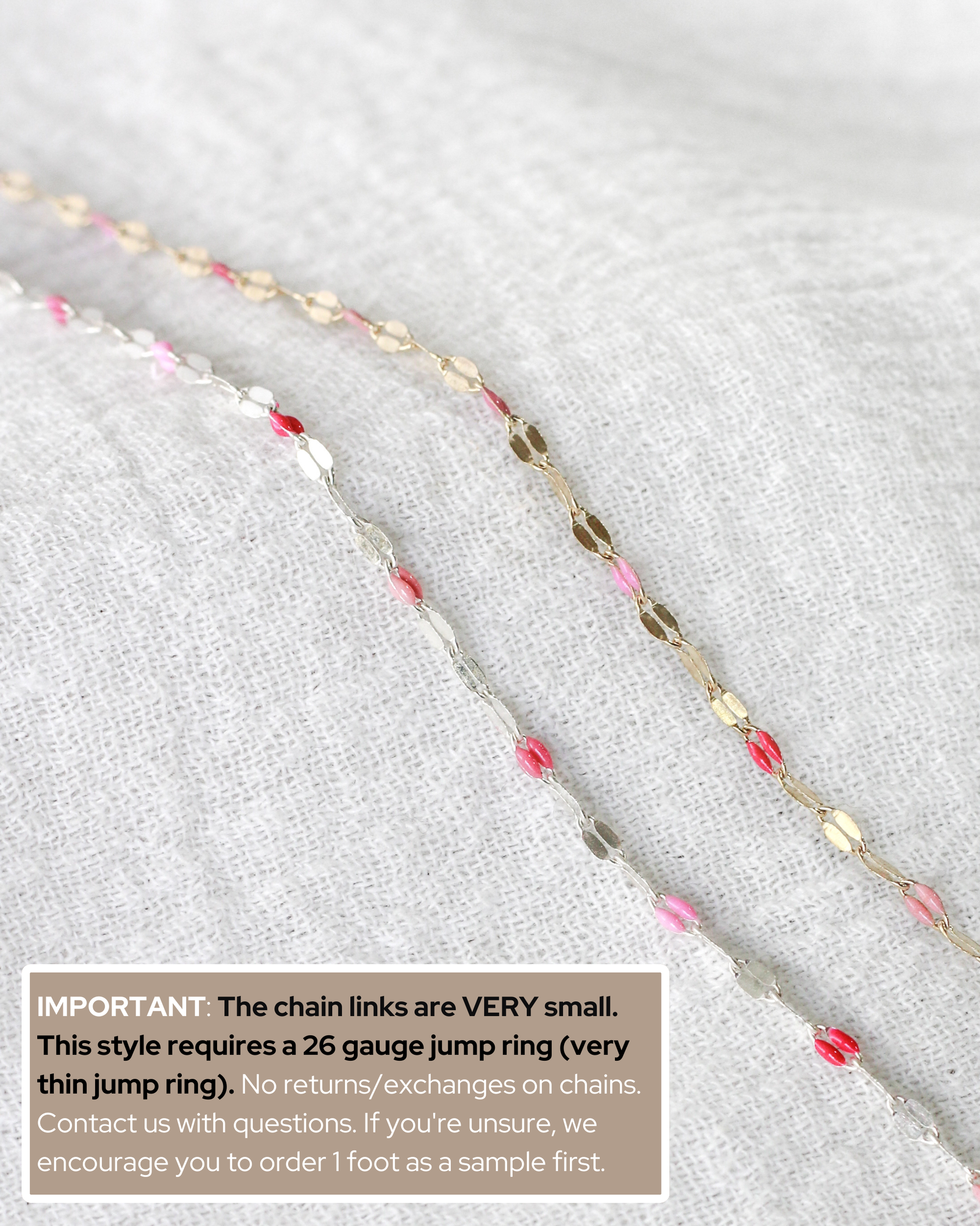 1.6mm Pink Enamel Dapped Chain, S84 G84