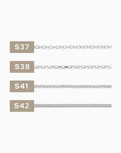 2 inch chain sample, .925 sterling silver, S1-S42, CSP200-5