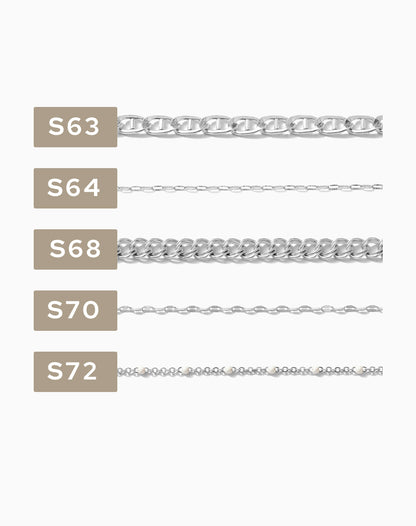 2 inch chain sample, .925 sterling silver, S43-S77, CSP200-6