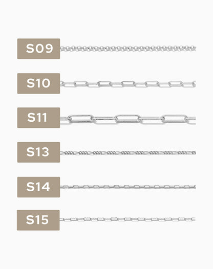 2 inch chain sample, .925 sterling silver, S1-S42, CSP200-5