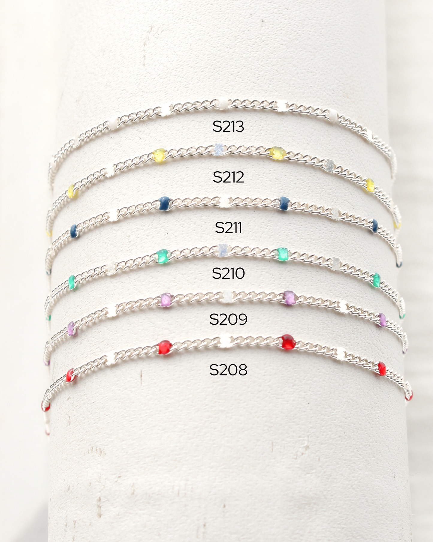 1.2mm Dapped Curb Chain with Cream Enamel Dots, S213, G213