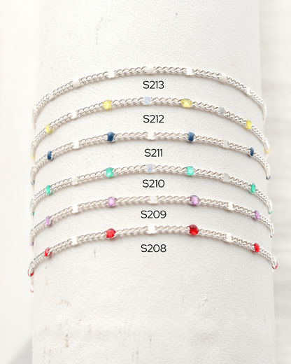 1.2mm Dapped Curb Chain with Cream Enamel Dots, S213, G213