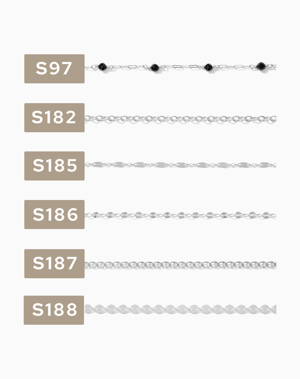 2 inch chain sample, .925 sterling silver, S78-S215, CSP200-7