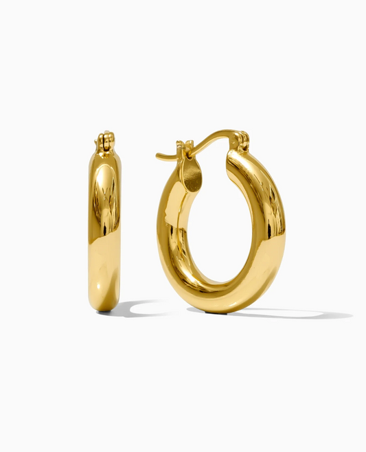 19.5mm Chunky Gold Plated Hoop Earrings, E18