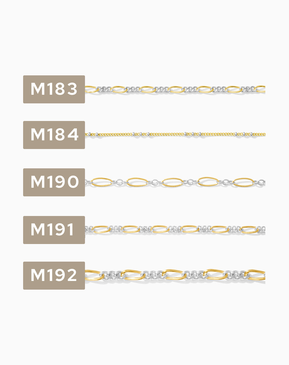 2 inch chain sample, mixed metal 14k gold filled with sterling silver, CSP200-4