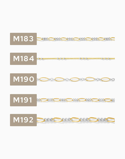 2 inch chain sample, mixed metal 14k gold filled with sterling silver, CSP200-4