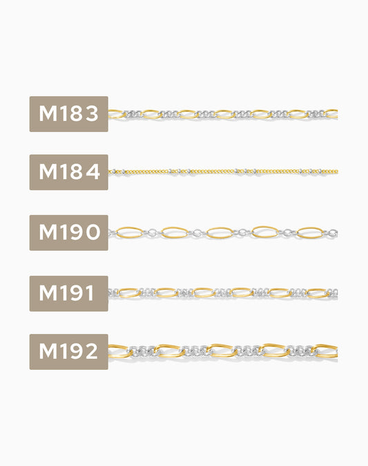 2 inch chain sample, mixed metal 14k gold filled with sterling silver, CSP200-4