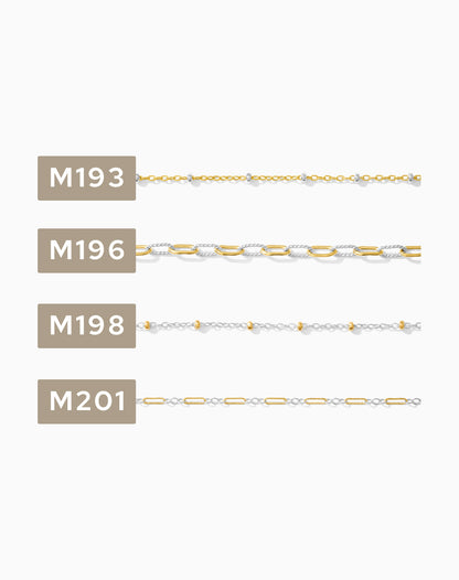 2 inch chain sample, mixed metal 14k gold filled with sterling silver, CSP200-4