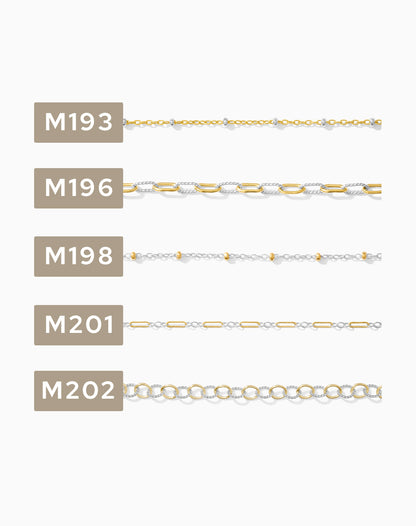 2 inch chain sample, mixed metal 14k gold filled with sterling silver, CSP200-4