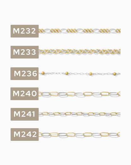 2 inch chain sample, mixed metal 14k gold filled with sterling silver, CSP200-4