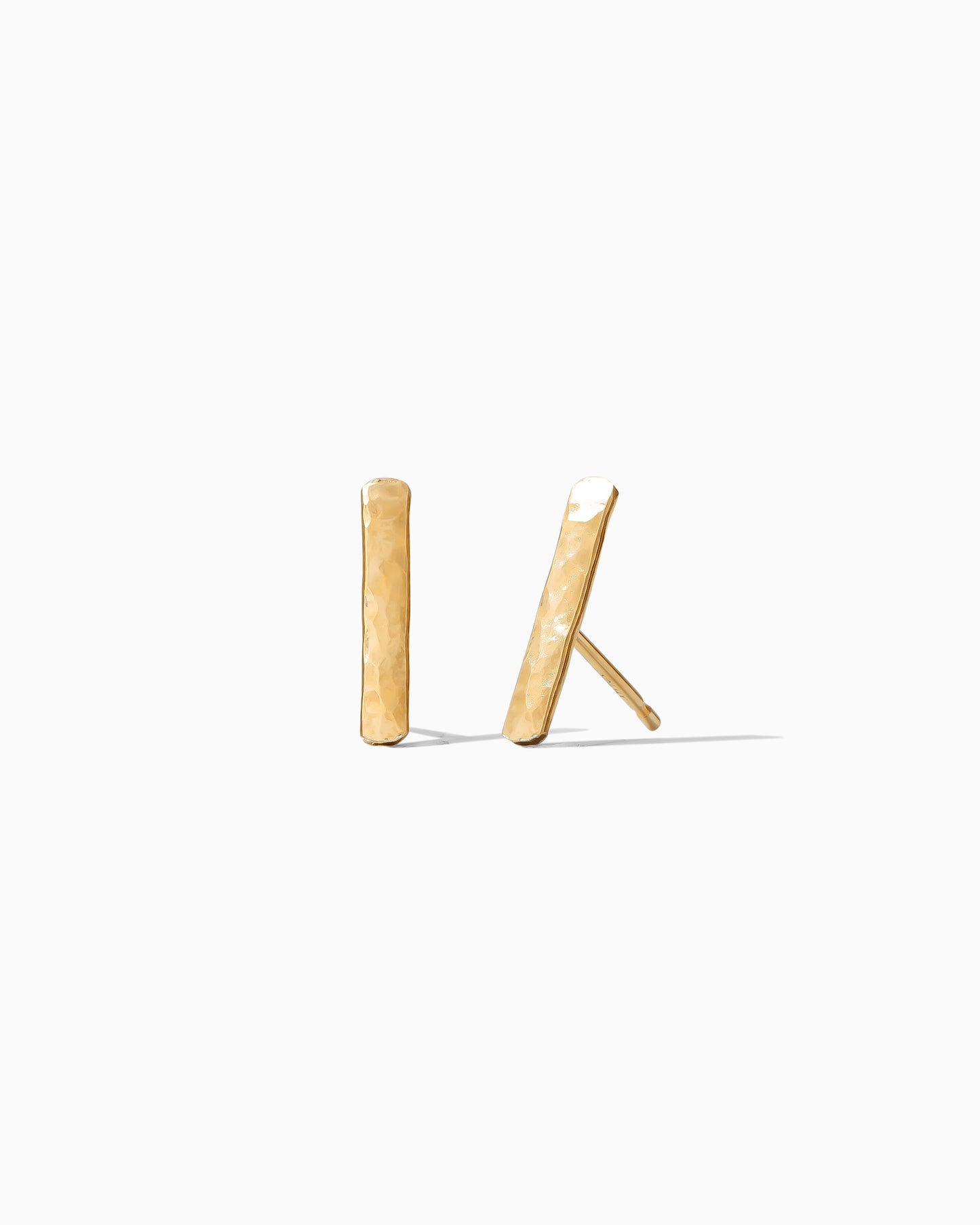 10mm Gold Hammered Bar Stud Earrings, E7