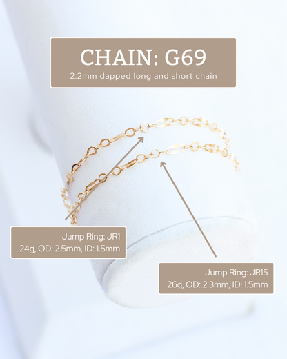 2.2mm Dapped Long and Short Chain, G69