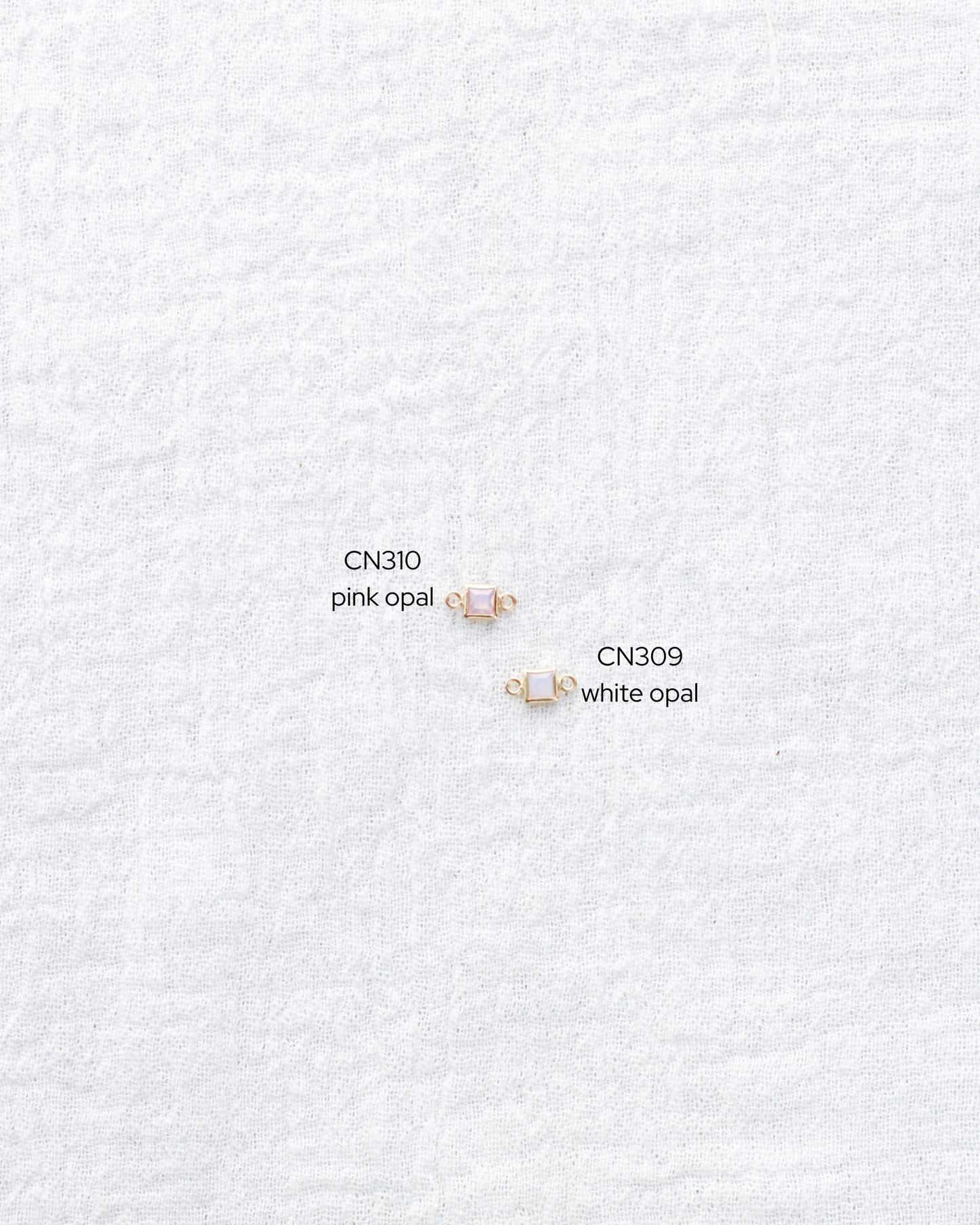 3mm Pink Opal Square Shaped Connector, CN310