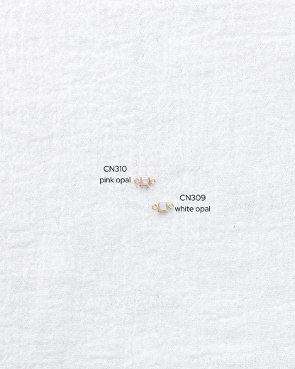 3mm Pink Opal Square Shaped Connector, CN310