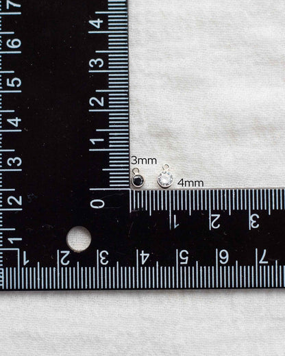 3mm Black CZ Charm, CH92
