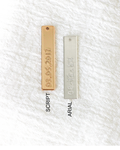 1.25"x6mm Custom Date Bar Charm, CH205