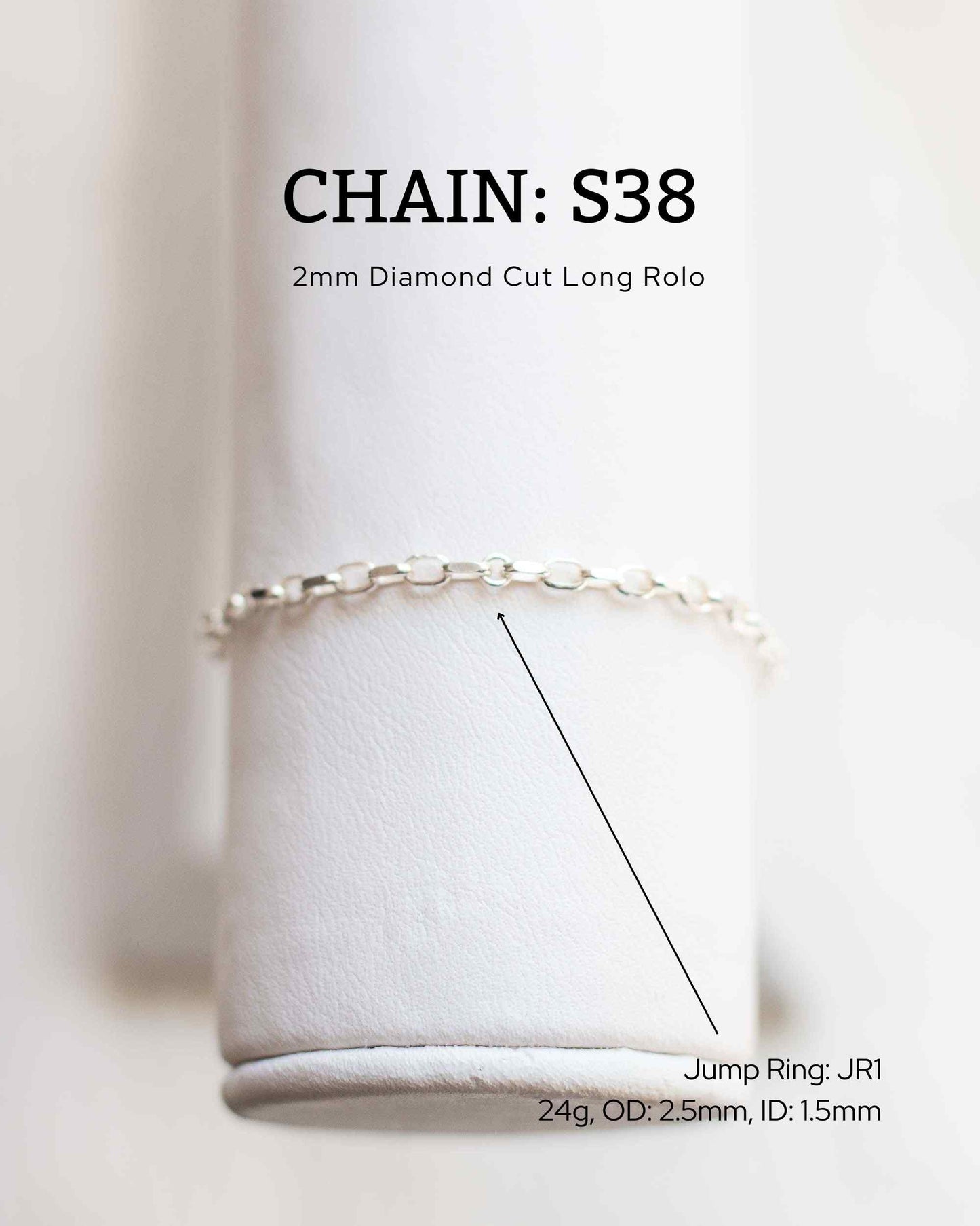 2mm Diamond Cut Long Rolo Chain, S38