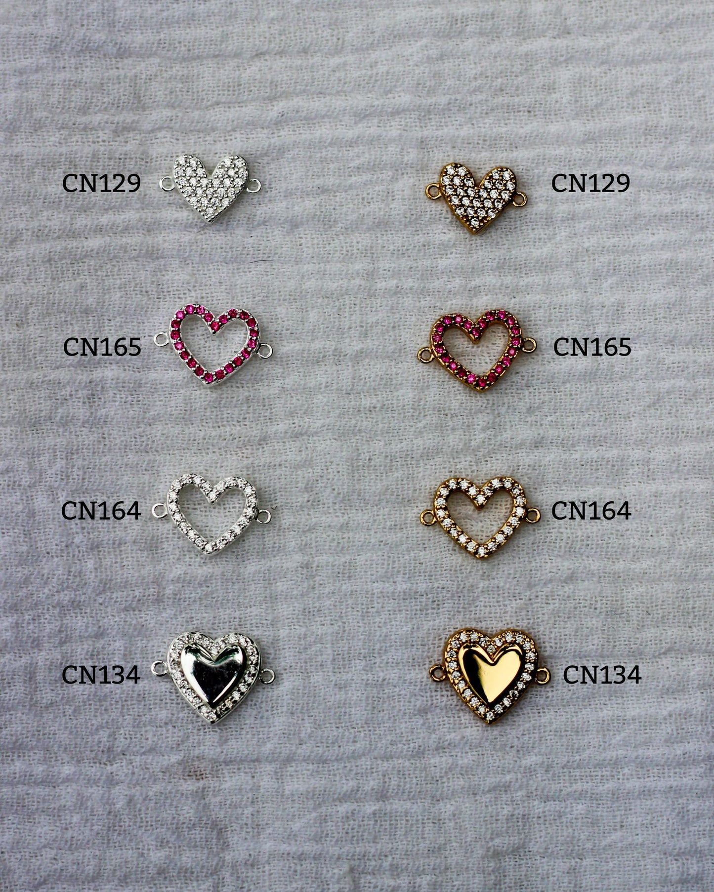 Ruby Corundum Pave Heart Connector, CN165