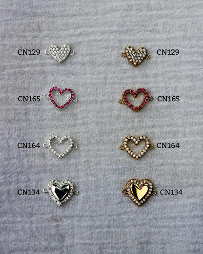 Ruby Corundum Pave Heart Connector, CN165