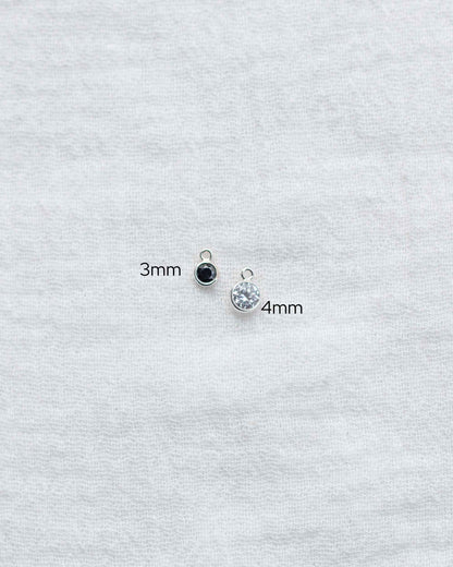 3mm Black CZ Charm, CH92