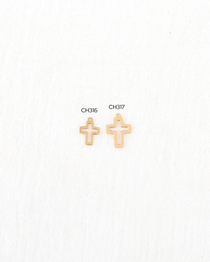 Mini Cross Outline Charm, CH317