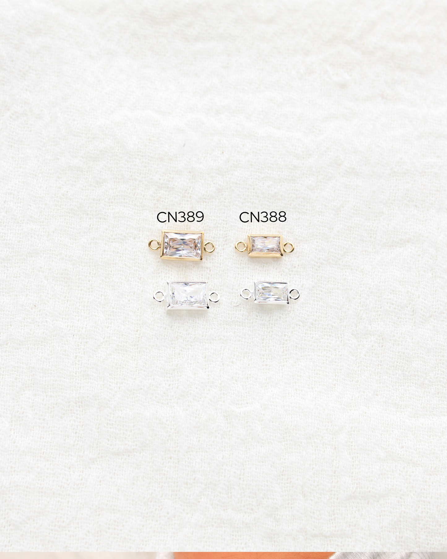 3x5mm White CZ Rectangle Connector, CN388