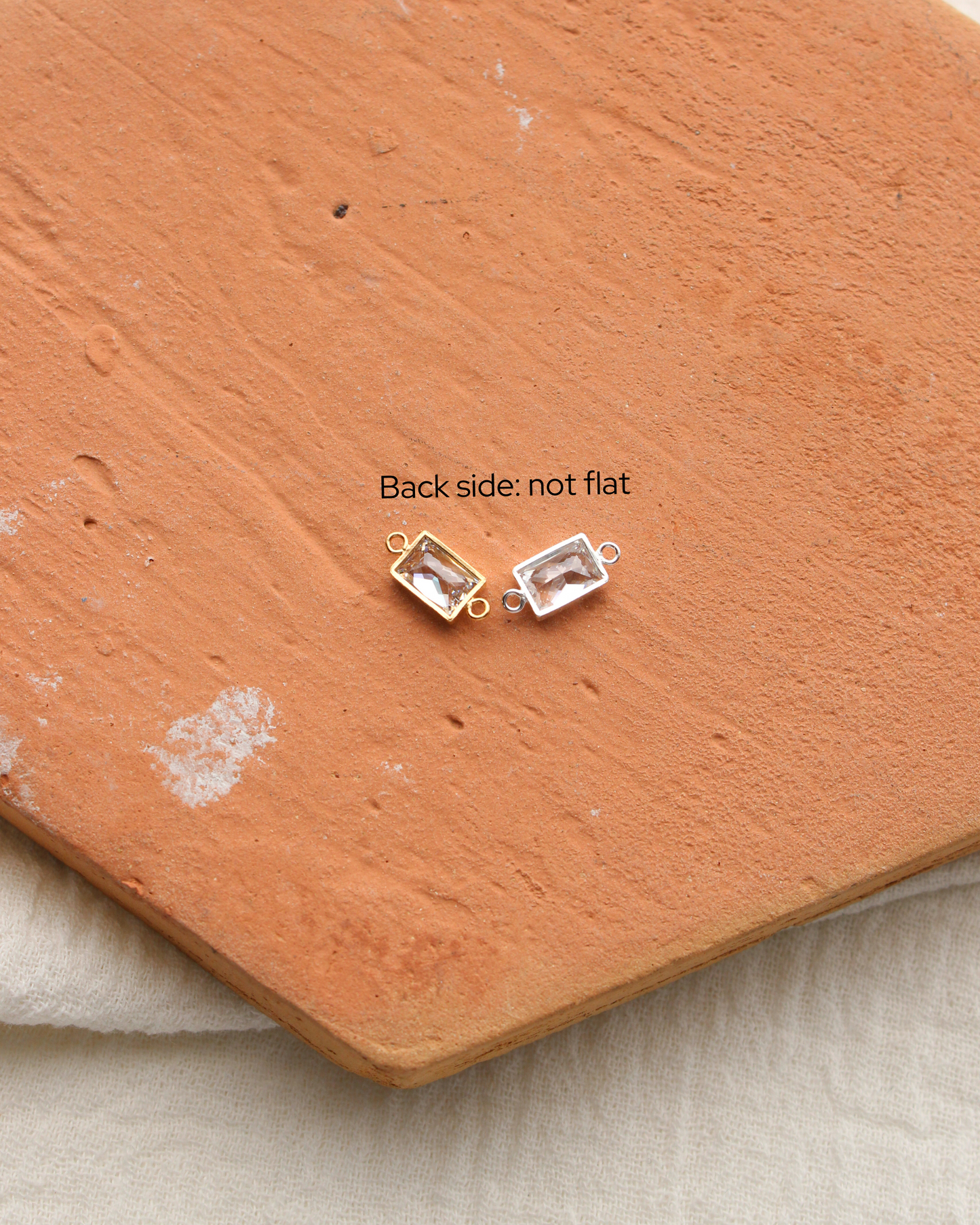 4mm White CZ Rectangle Connector, CN389