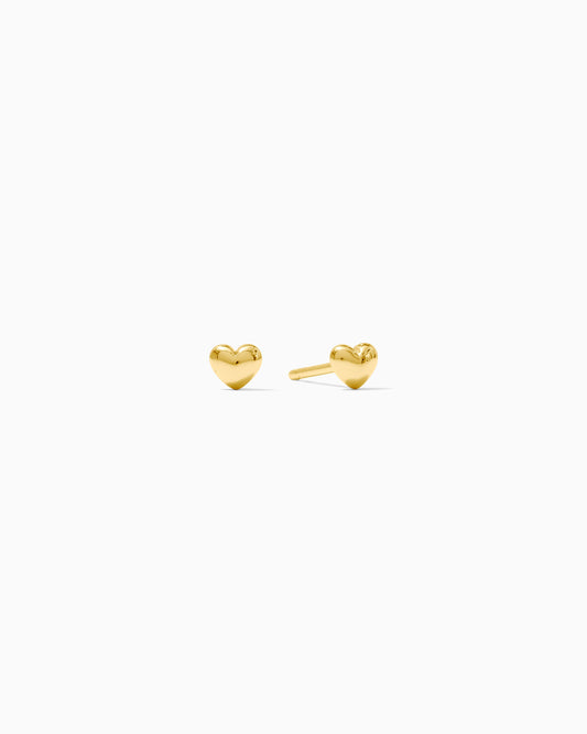 4mm Dome Puff Heart Stud Earrings, E30