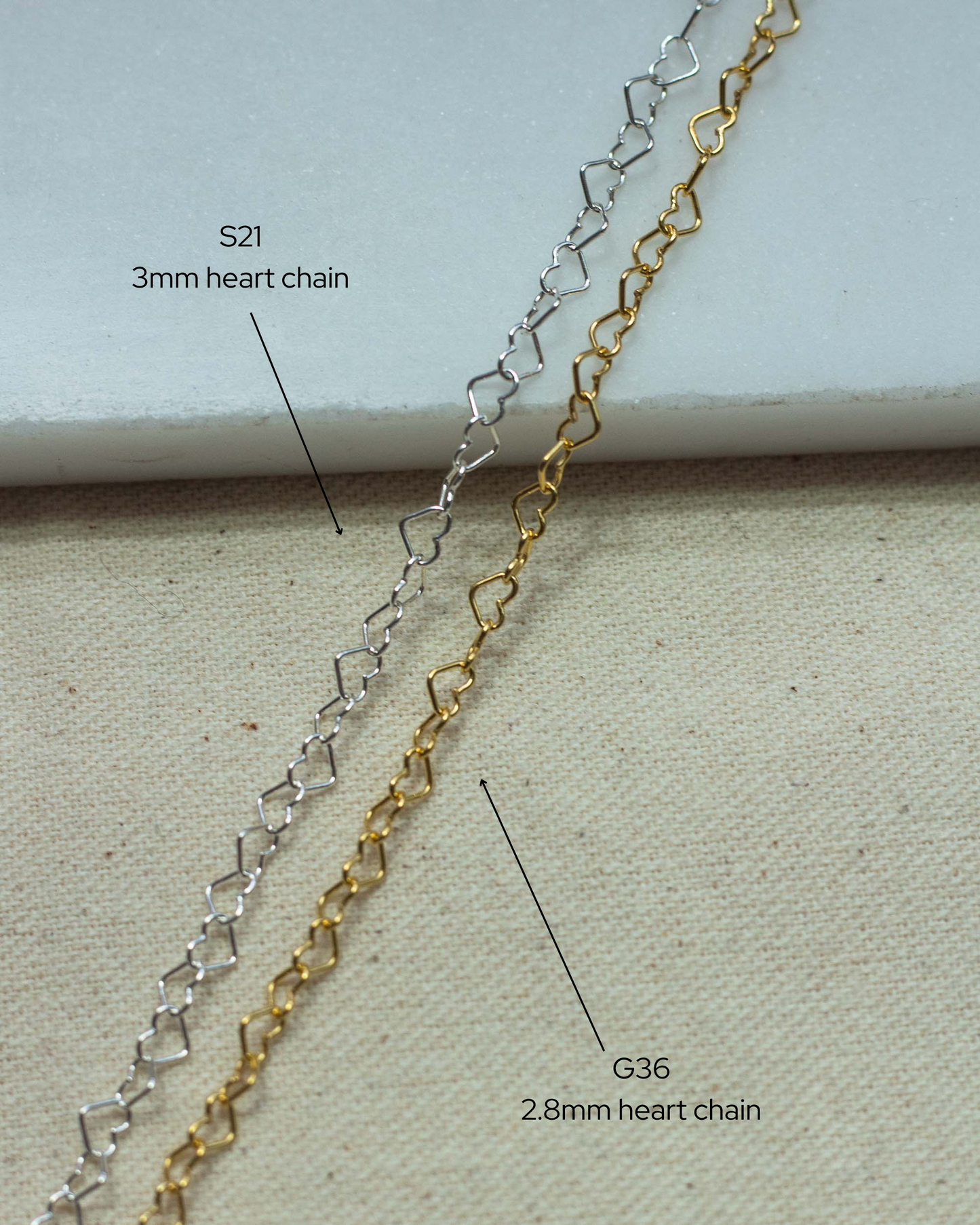 2.8mm Heart Chain, G36