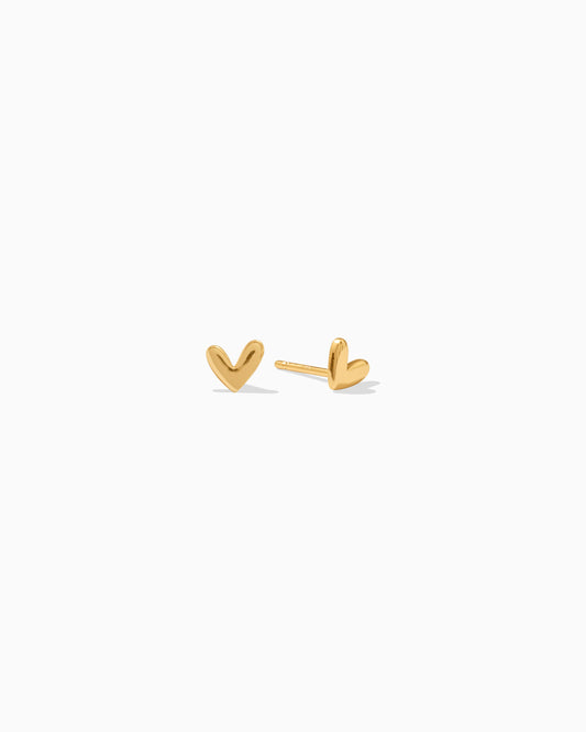 6mm Gold Heart Stud Earrings, E9