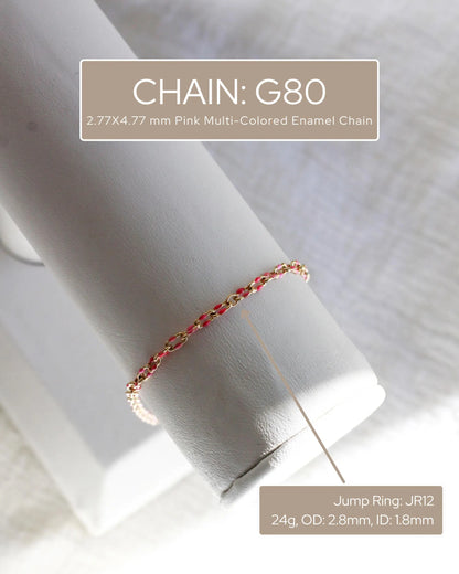 Pink Multi-Colored Enamel Chain, S80 G80
